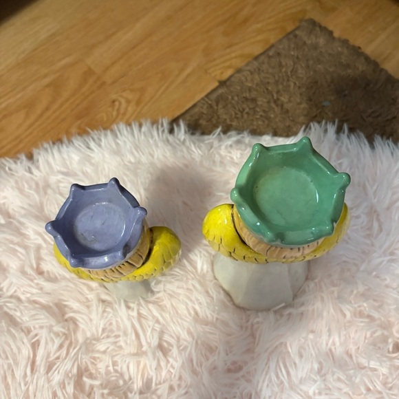 1970s Chalkware Angel Candle Holders Pair Hippie Flower Power Boho Ceramic Retro - Picture 5 of 7